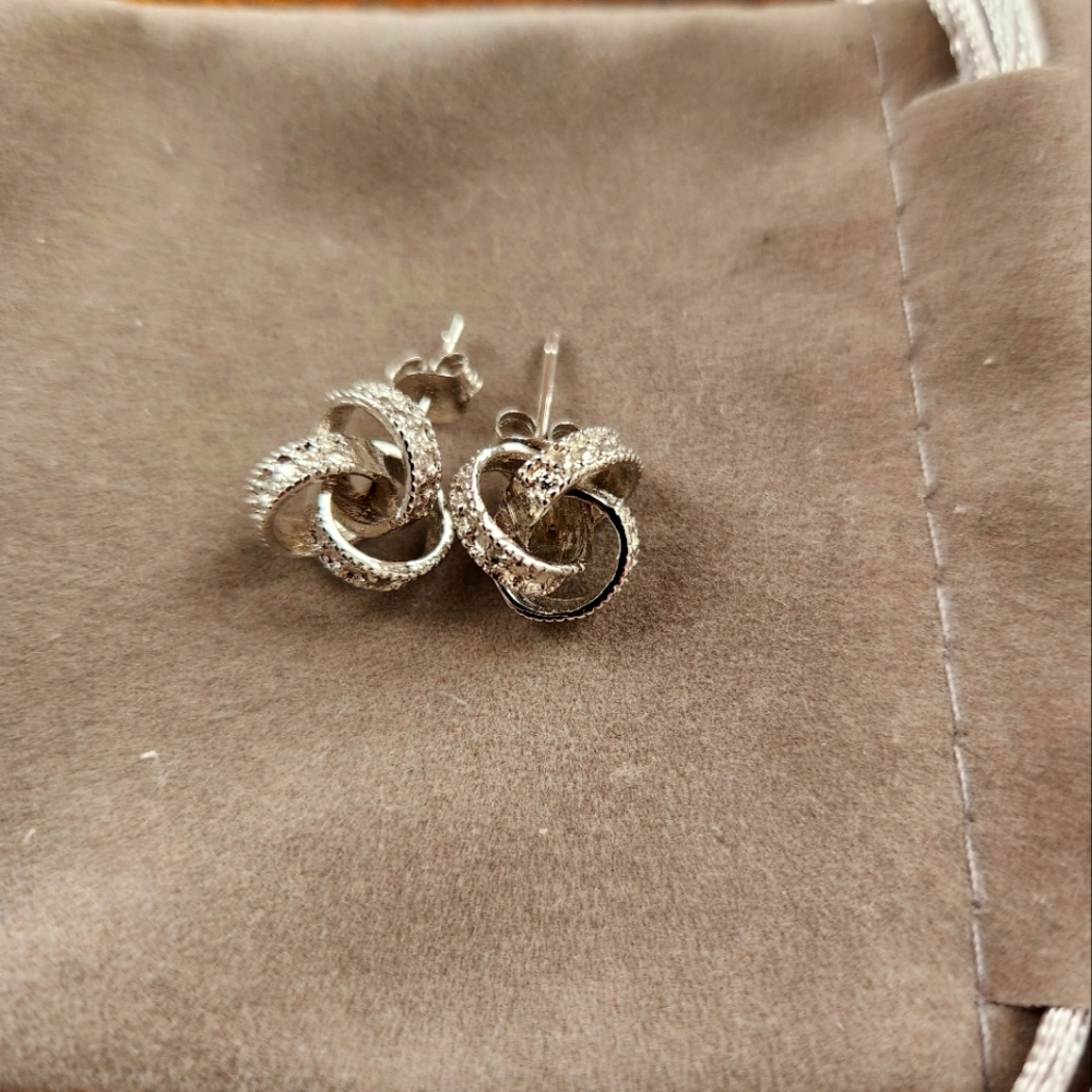 Sterling Silver Geometric Shapped Stud Earrings - image 1